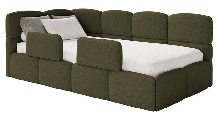 NADUVI Collection Jeugdbed Chloe links bouclé 90x200 met opbergvak en
