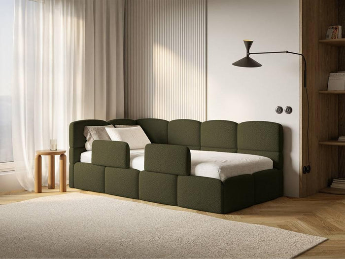 NADUVI Collection Jeugdbed Chloe links bouclé 90x200 met opbergruimte