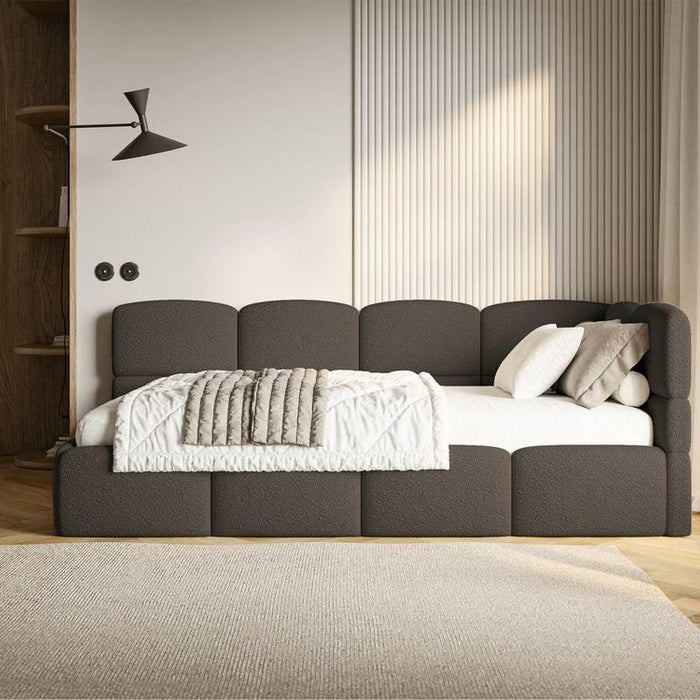 NADUVI Collection Jeugdbed incl matras Chloe rechts bouclé 90x200 met