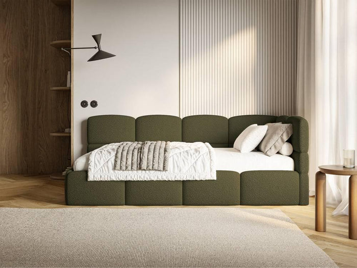 NADUVI Collection Jeugdbed Chloe rechts bouclé 90x200 met opbergvak en