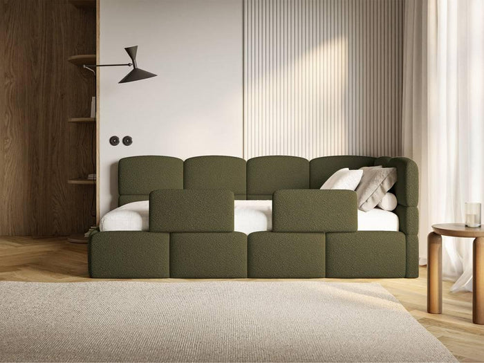 NADUVI Collection Jeugdbed Chloe rechts bouclé 90x200 met opbergvak en