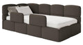 NADUVI Collection Jeugdbed Chloe links bouclé 90x200 met opbergvak en