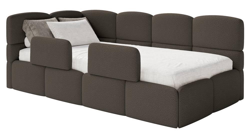 NADUVI Collection Jeugdbed Chloe links bouclé 90x200 met opbergvak en