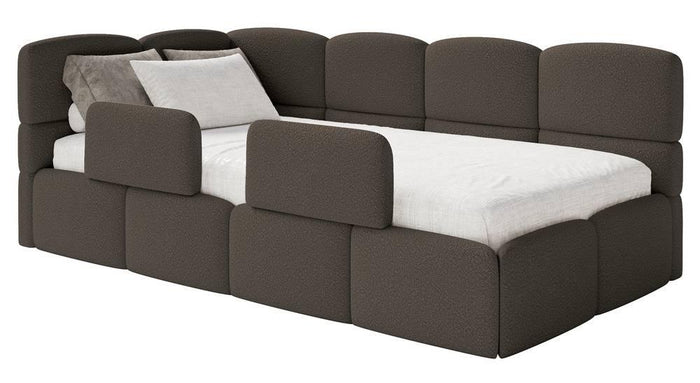 NADUVI Collection Jeugdbed Chloe links bouclé 90x200 met opbergvak en