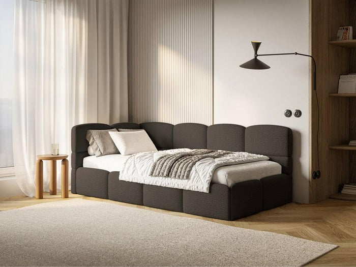 NADUVI Collection Jeugdbed Chloe links bouclé 90x200 met opbergvak en