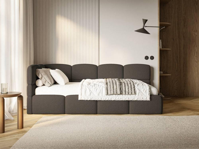 NADUVI Collection Jeugdbed Chloe links bouclé 90x200 met opbergvak en