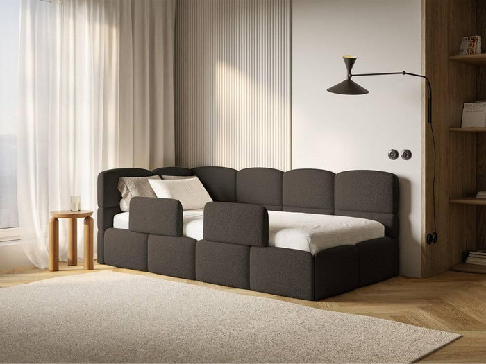 NADUVI Collection Jeugdbed Chloe links bouclé 90x200 met opbergvak en