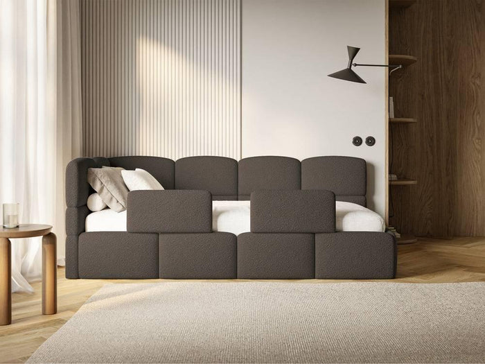 NADUVI Collection Jeugdbed Chloe links bouclé 90x200 met opbergvak en