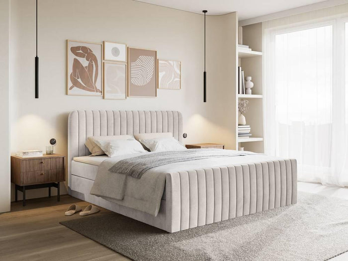NADUVI Collection Boxspring Adrien velvet met opbergvak 180x200