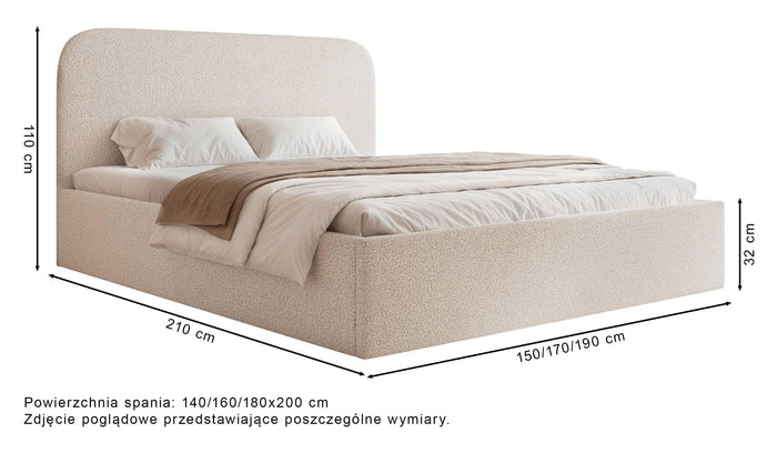 NADUVI Collection Bedframe Fia 180x200 bouclé met opbergvak