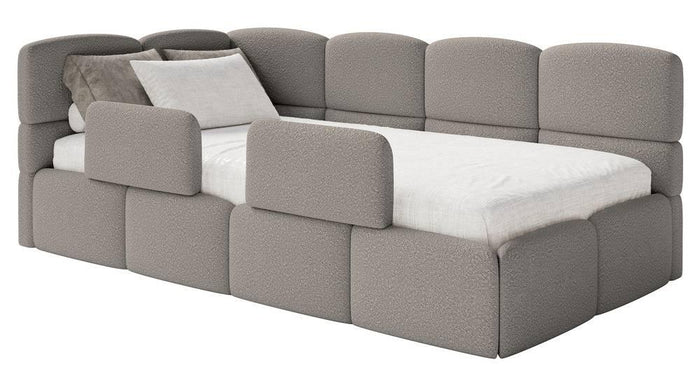 NADUVI Collection Jeugdbed Chloe links bouclé 90x200 met opbergvak en