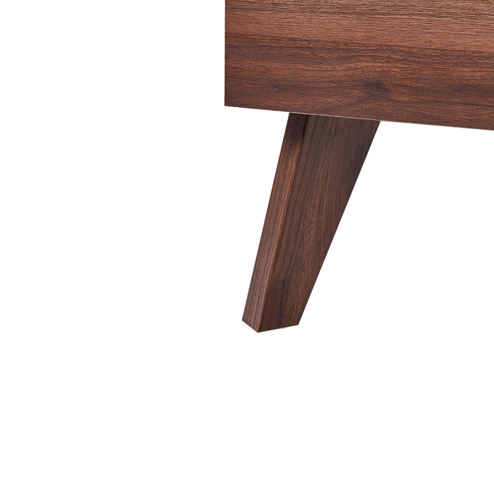 Beliani-MONPAZIER -Tweepersoonsbed-Donkerhout-140 x 200 cm-Rotan