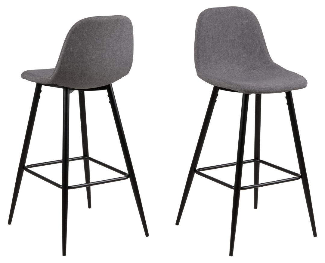Giga Living - Barstoel Lichtgrijs Stof - Zithoogte 65cm - Willy - Set van 2
