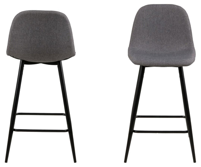 Giga Living - Barstoel Lichtgrijs Stof - Zithoogte 65cm - Willy - Set van 2