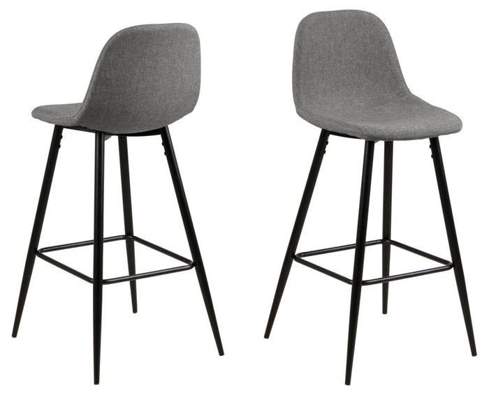 Giga Living - Barkruk Lichtgrijs|Zwart - Zithoogte 75cm - Willy - Set van 2
