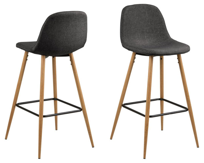 Giga Living - Barkruk Grijs - Zithoogte 75cm - Willy - Set van 2