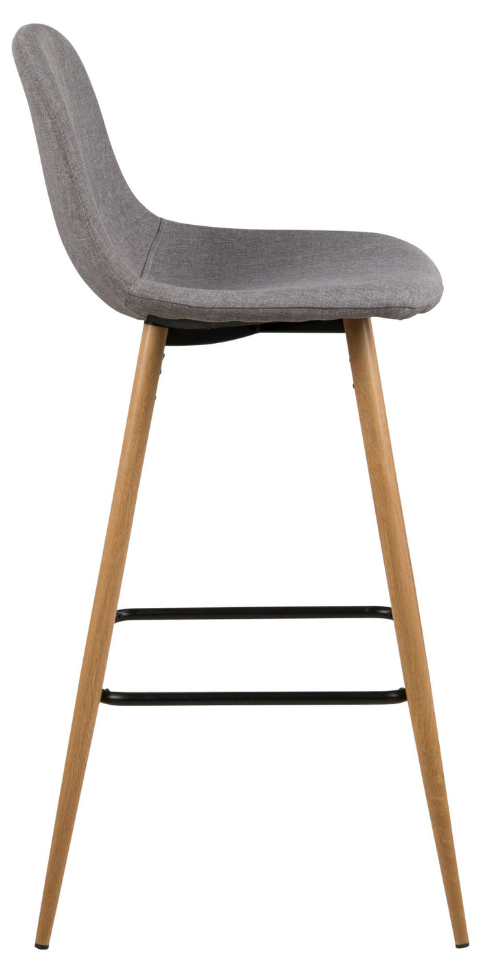Giga Living - Barkruk Lichtgrijs|Naturel - Zithoogte 75cm - Willy - Set van 2