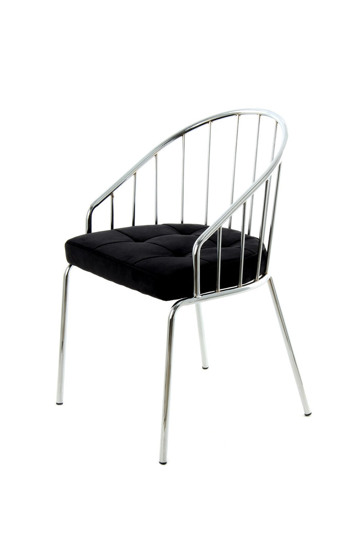 Zwart|chromen metalen stoel elegant, comfortabel, stabiel