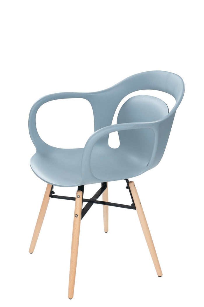 Stoel, set van 4 grijs-blauw ijzer onderhoudsvriendelijk, comfortabel