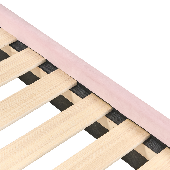 Beliani - LALLIAS - Eenpersoonsbed - Roze - 90 x 200 cm - Fluweel