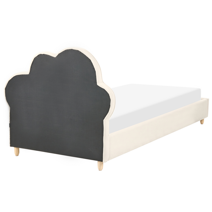 Beliani-BELLEVUE-Eenpersoonsbed-Lichtbeige-90 x 200 cm-Fluweel