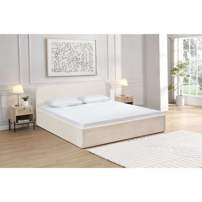 Calicosy - Opbergbed LIVY - 160x200 cm - Beige hoofdbord