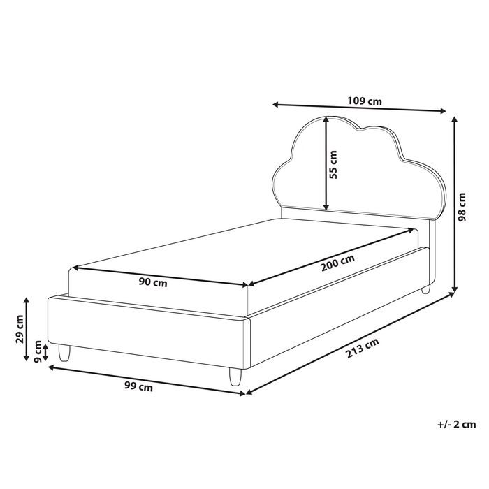 Beliani-BELLEVUE-Eenpersoonsbed-Lichtbeige-90 x 200 cm-Fluweel