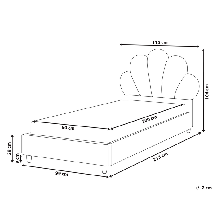 Beliani - NEULISE - Eenpersoonsbed - Roze - 90 x 200 cm - Fluweel