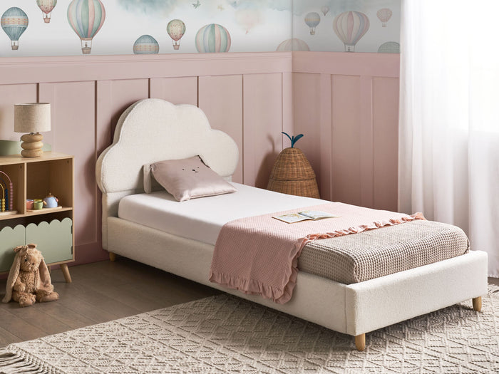 Beliani-BELLEVUE-Eenpersoonsbed-Gebroken wit-90 x 200 cm-Bouclé