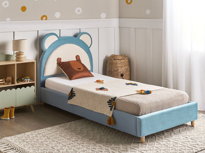 Beliani - MAILLES - Eenpersoonsbed - Blauw - 90 x 200 cm - Fluweel