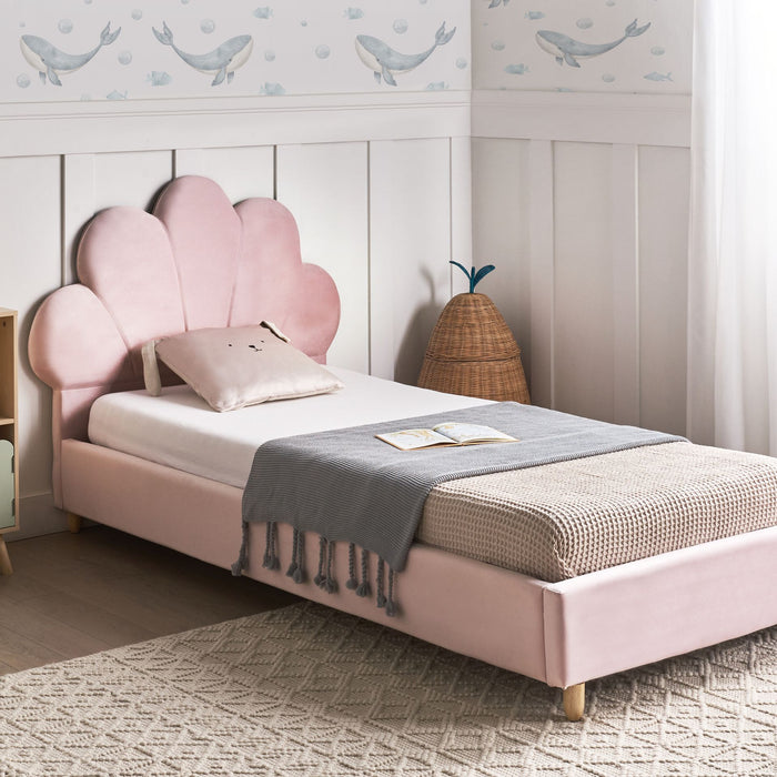 Beliani - NEULISE - Eenpersoonsbed - Roze - 90 x 200 cm - Fluweel