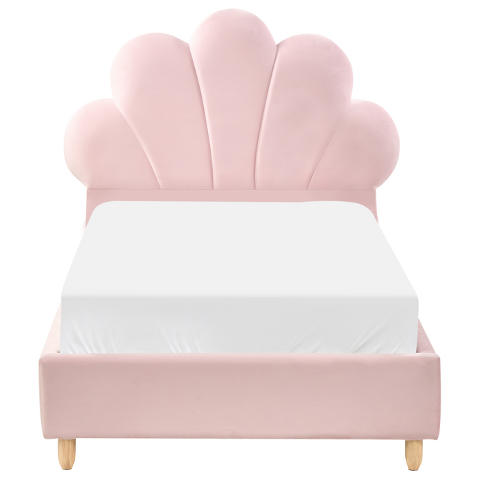 Beliani - NEULISE - Eenpersoonsbed - Roze - 90 x 200 cm - Fluweel