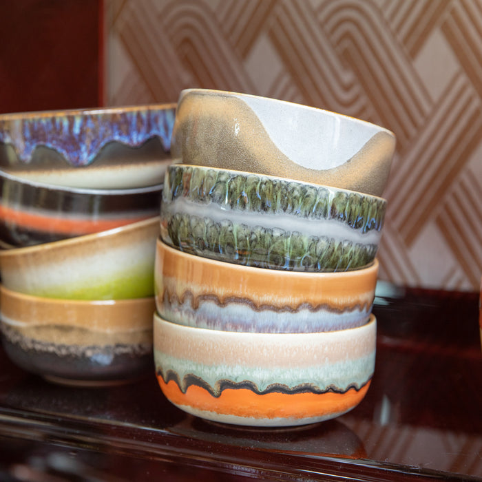 HKliving 70's Ceramics Dessert Kommen Ø 12,5 cm - Set van 4 - Reef