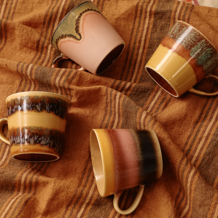 HKliving 70's Ceramics Cappuccinomok 0,33 L - Set van 4 - Vista