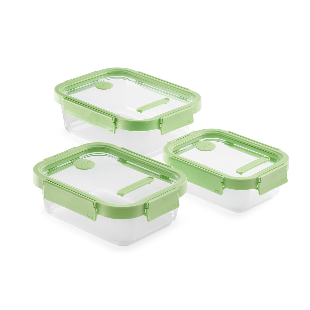 Vershouddoos Glas Rechthoek, set van 3 - Green