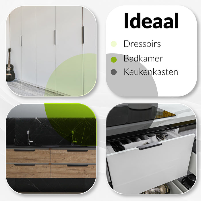 XIVADA Handgreep zwart - 128 mm boorafstand - Meubelgreep - Set van 2