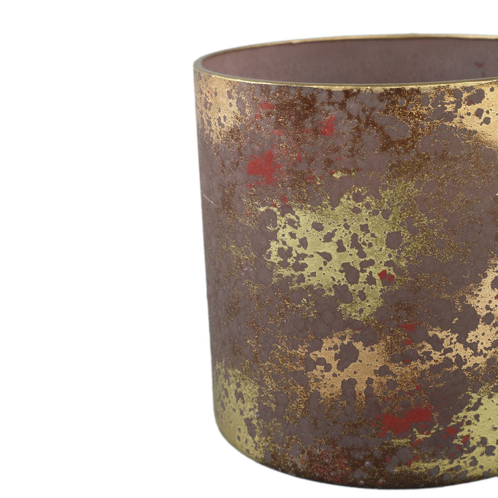 PTMD Windlicht Esme - 15x15x15 cm - Glas - Bruin