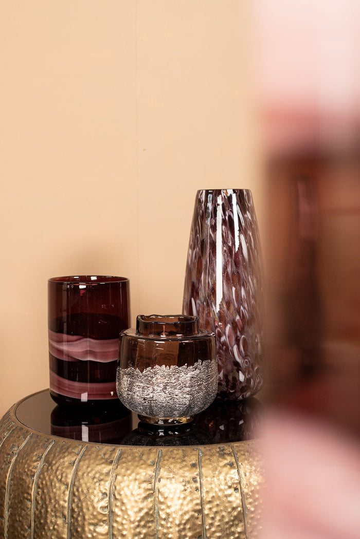 PTMD Meradi Ronde Vaas - H25 x Ø15,5 cm - Glas - Rood