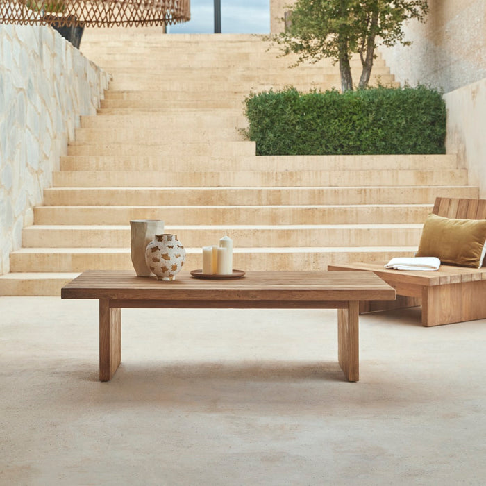 Tikamoon - Lage tuintafel van gerecycled massief teakhout 150 x 80 Joaquin