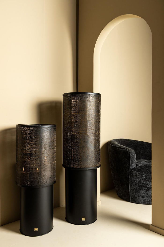 PTMD Jarne Windlicht - 26x26x70 cm - Ijzer - Zwart