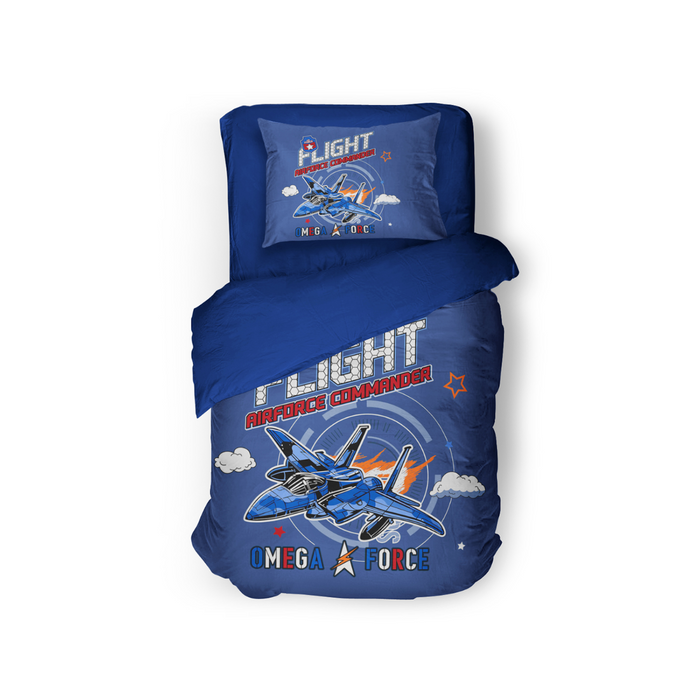 Eleganzzz Kinder Dekbedovertrek Micropercal Omega Force - blue 140x220|240cm