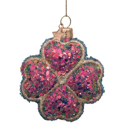 Vondels Ornament glass multi four leaf clover H8cm