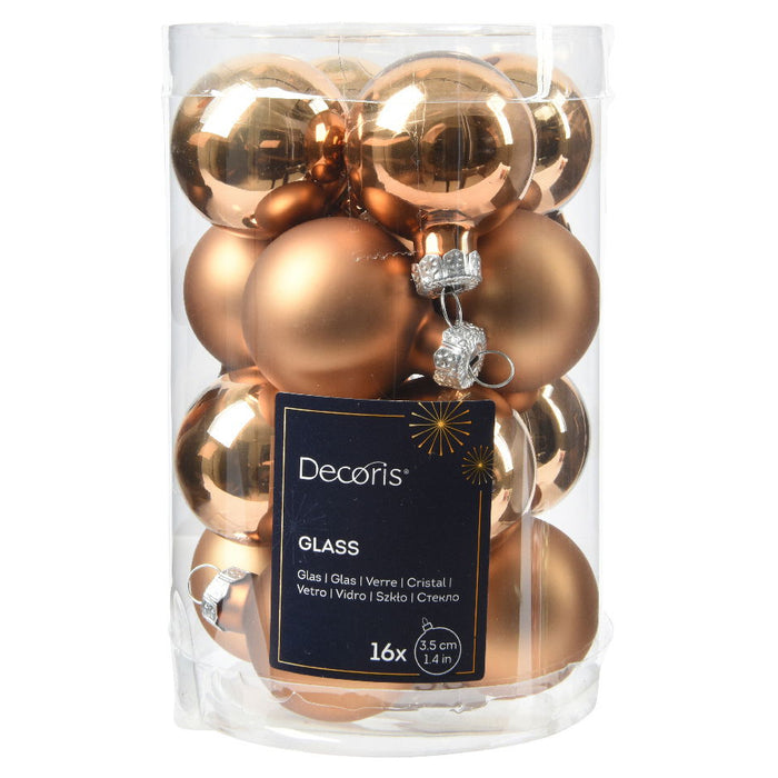 Decoris - Kerstbal glas d3.5 cm pec.bruin 16st