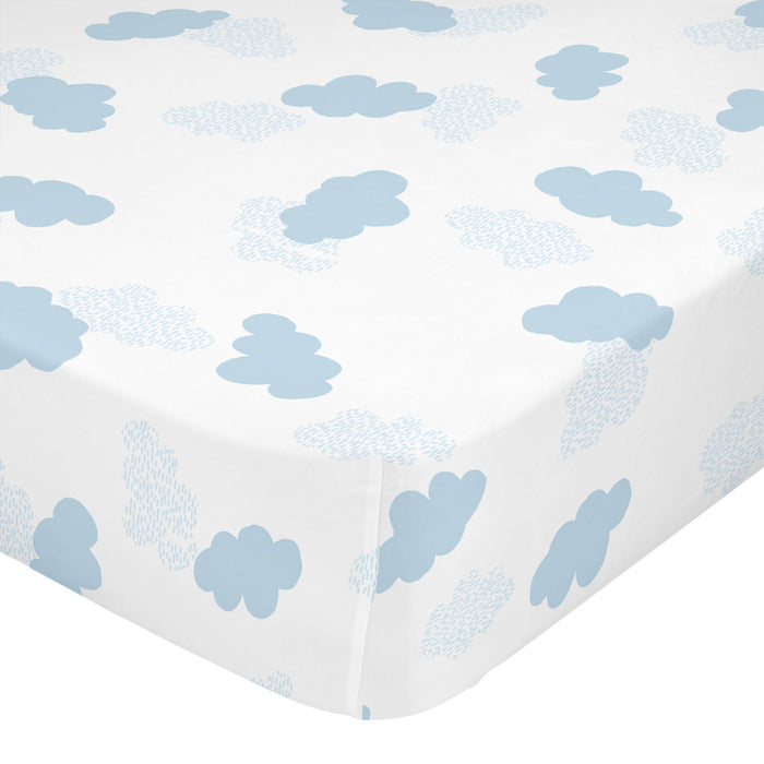 Clouds Hoeslaken Blauw Basic Kids, Blauw, 100% katoen, de kwaliteit van 150 hilos