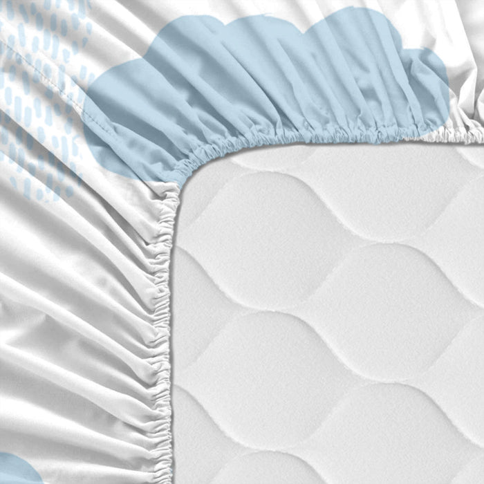 Clouds Hoeslaken Blauw Basic Kids, Blauw, 100% katoen, de kwaliteit van 150 hilos