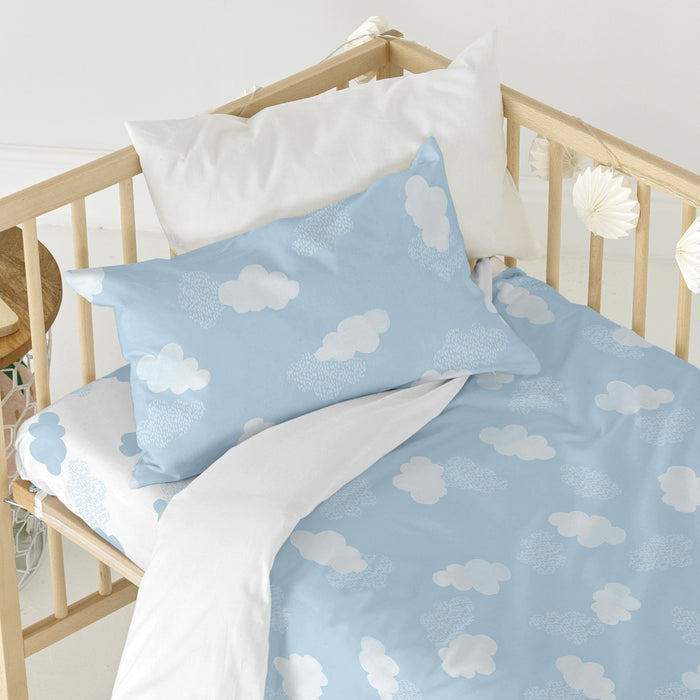 Clouds Hoeslaken Blauw Basic Kids, Blauw, 100% katoen, de kwaliteit van 150 hilos