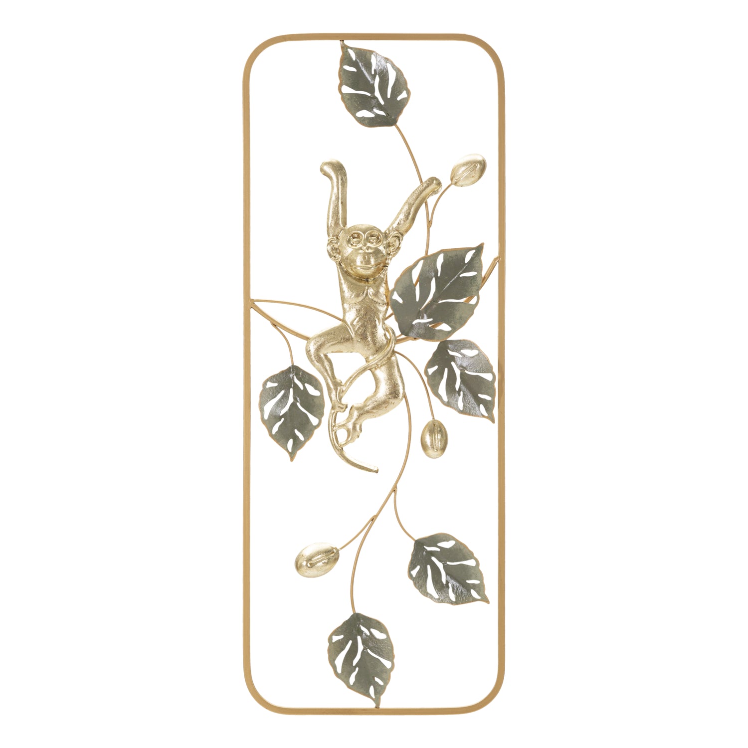 Monkey - Decoratief 3D-wandpaneel in goud metaal