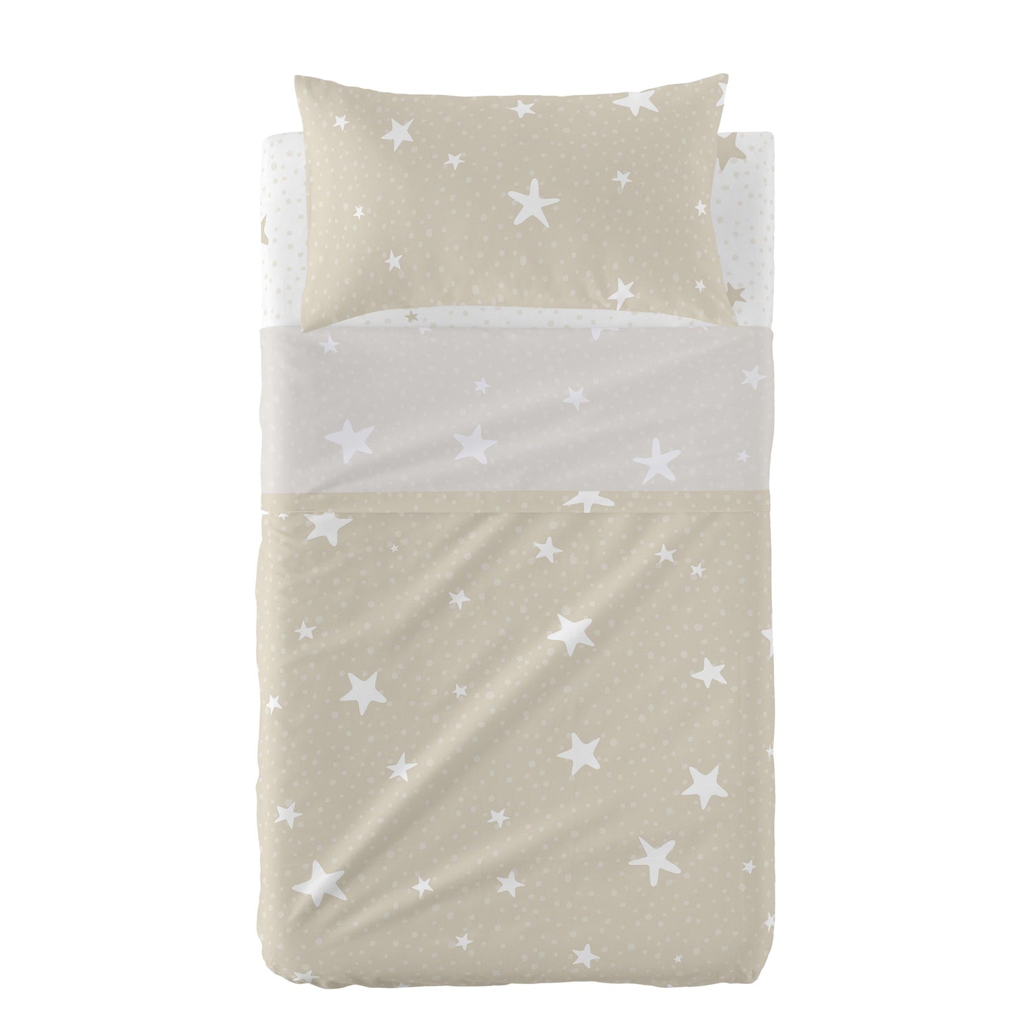 Little star Laken Set ledikant 2-delig Beige Basic Kids, Beige, 100% katoen, de kwaliteit van 150 TC