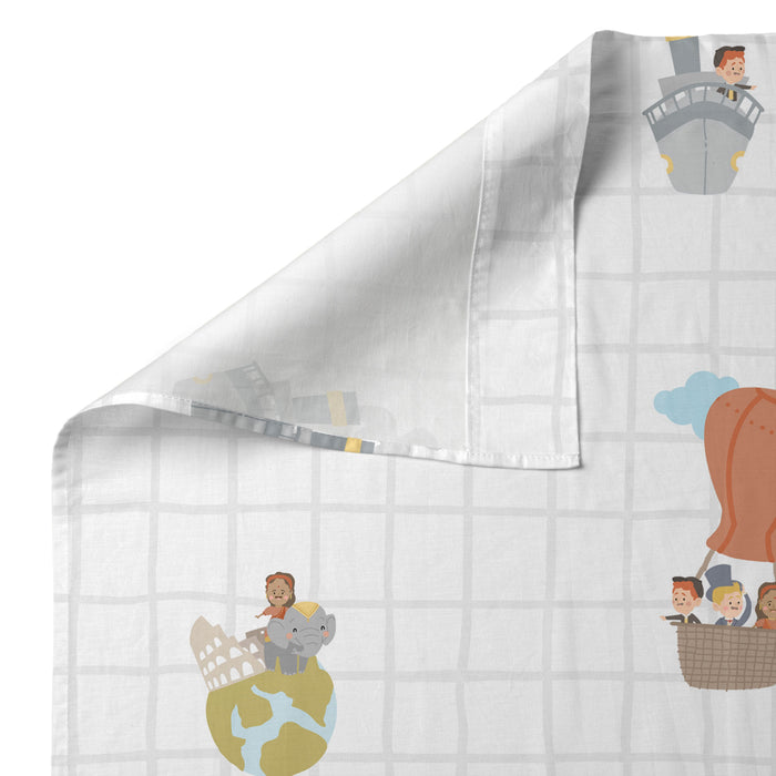 World trip Laken Set 180x270 cm Mr Fox, Veelkleurig, 100% katoen, de kwaliteit van 150 TC