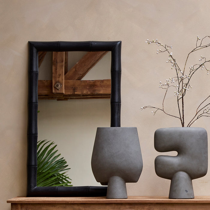 Raw Materials Faux bamboo spiegel zwart